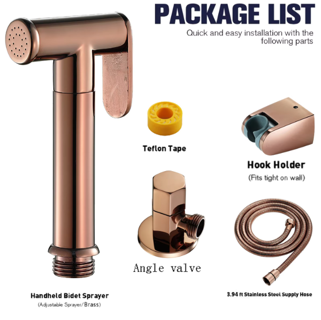 Single Cold Brass Toilet Washer Spray Gun Brushed Gold Finish One-in-One Design for Kitchen Flushing Toilet Mirror Shower Heads