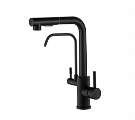 New Design Black Kitchen Faucet with Filter Pull Out 2 Handles Hot and Cold Drinking Water Kitchen Sink Faucet