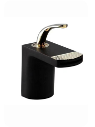 Luxury Hotel Basin Faucet with Rose Gold Black Waterfall Design White Light for Home Bathroom Creative Cold Hot Water Faucet