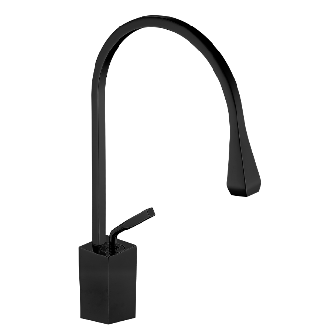 Nordic Simple Basin Faucet Hot and Cold Brass Black Hand Tap Plus High Splash Art Water Drops