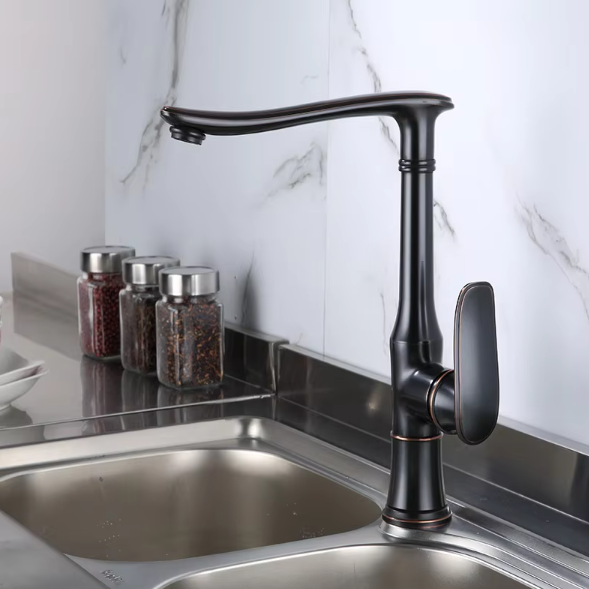 Long Pipe Deck Mount Bathroom Basin Mixer Tap Antique Copper Finish Kitchen Sink Faucet Hot Cold Water
