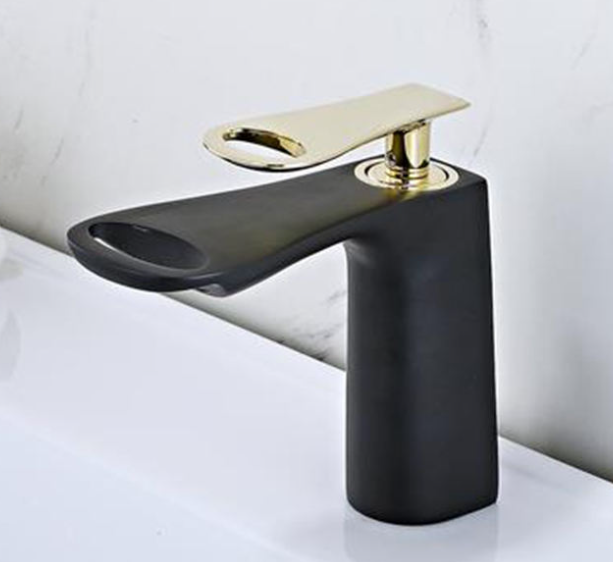 Modern Single-Handle Brass Black Bathroom Sink Faucet Single-Handle Basin Faucet Ceramic Valve Core for Bedroom