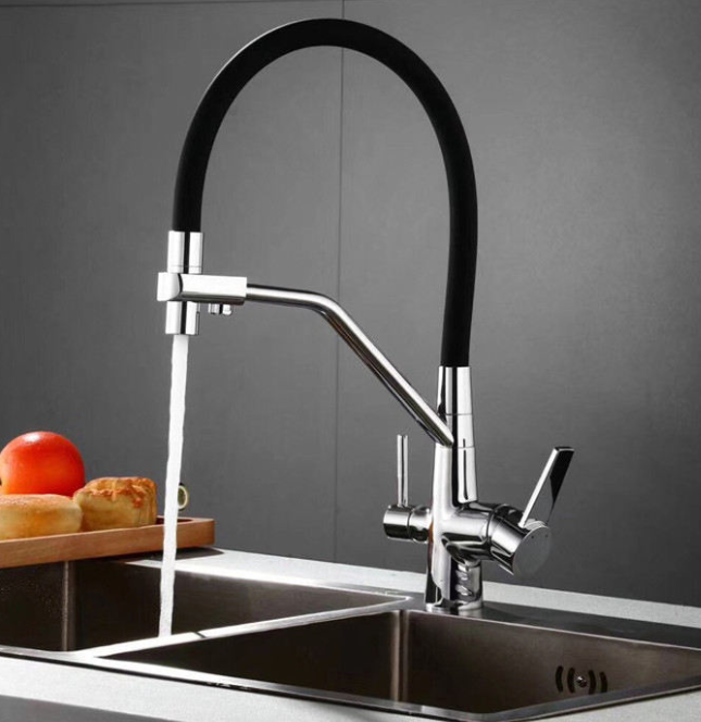 Kitchen Faucet with Drinking Water Faucet Pull Out Swivel Kitchen Tap, Dual Handle 3 in 1 High Arc Water Filter Purifier Faucets