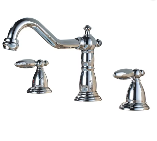 Widespread Basin Faucet Bathroom Hot and Cold Gold Brass 3 HoleS Sink Mixer Tap Brass 8 Inch Sink Mixer Classical Brush Gold