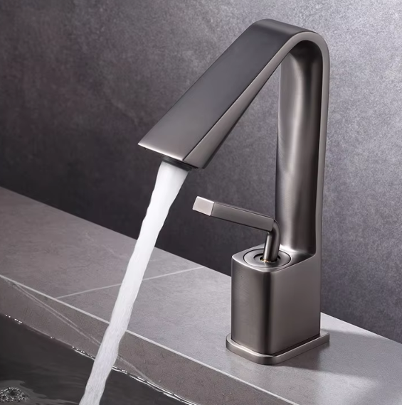 Light Luxury Brushed Gold Faucet for Bathroom Sink Cold and Hot Water All Brass Wash Basin Single-hole Faucet Under the Basin