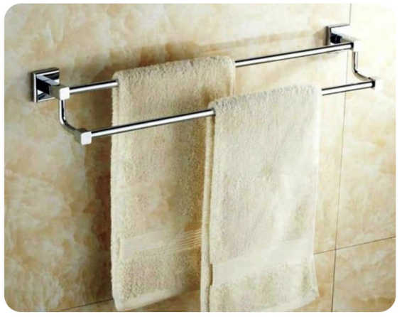 Modern Bathroom Accessories Set in Chrome Brass Double Towel Bars