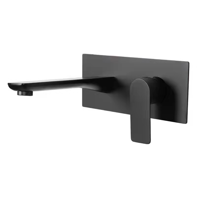 Stylish Gunmetal Gray Waterfall Concealed Wall-Mounted Basin Tap Full Copper Hot and Cold Water Mixer Made of Durable Brass