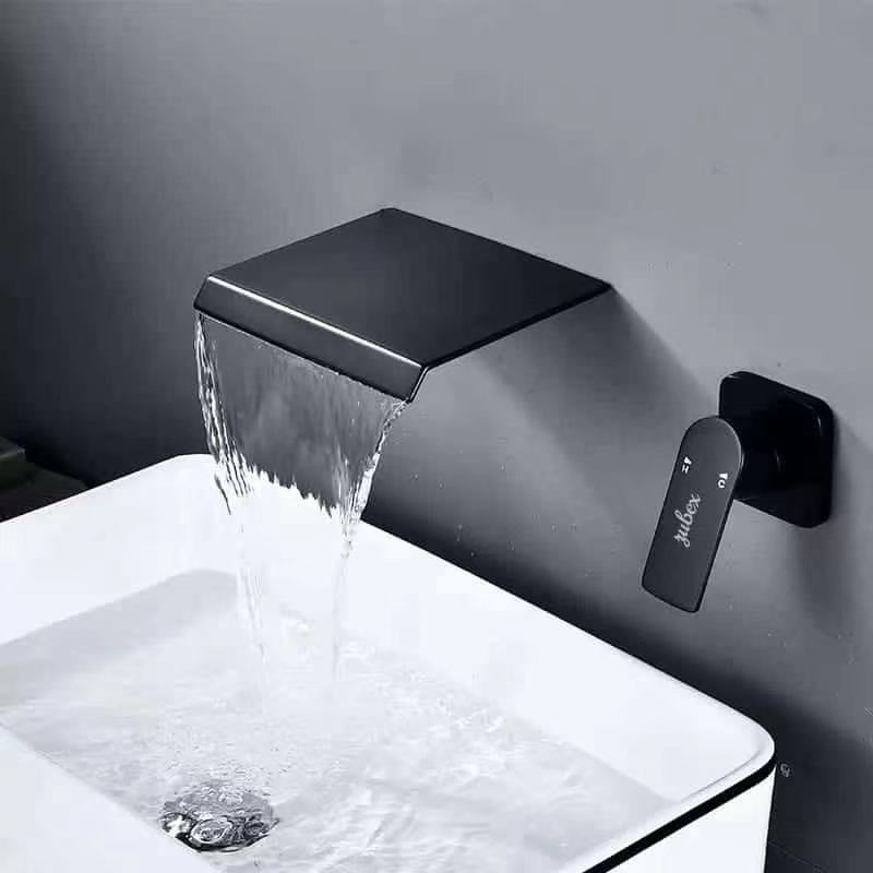 Brass Modern Concealed Embedded Wall-mounted Chrome Basin Faucet with Ceramic Valve Core Metered Feature 1 Handl