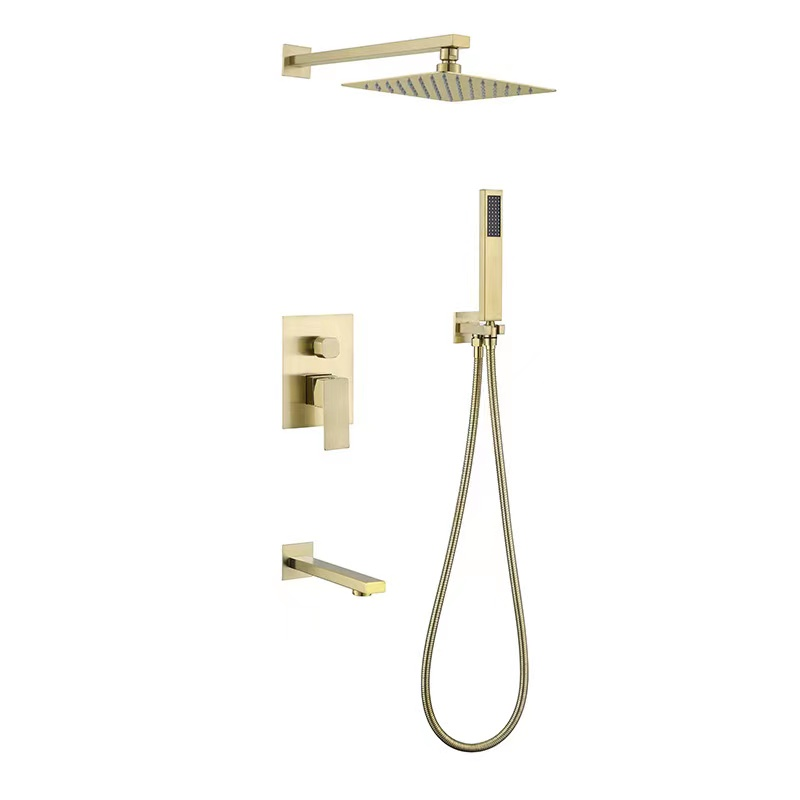 Hot Sale Wall-Mounted Concealed Bathroom Rain Shower Set Brushed Nickel Hot Cold Waterfall Shower System for Hotels 051