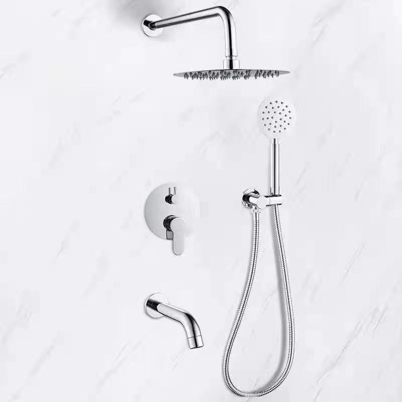 Hot Sale Wall-Mounted Concealed Bathroom Rain Shower Set Brushed Nickel Hot Cold Waterfall Shower System for Hotel 053