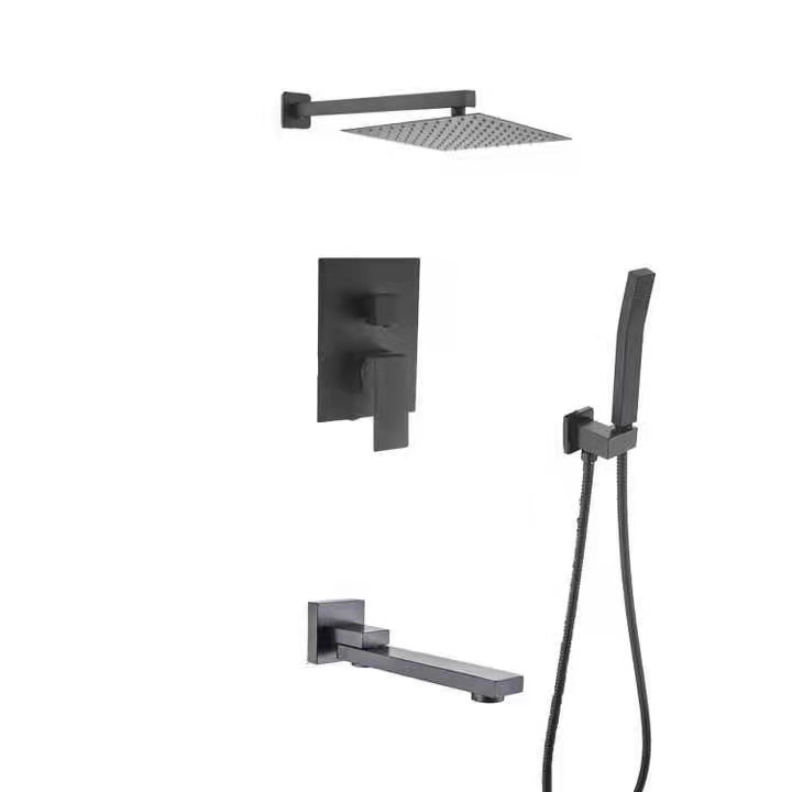 Hot Sale Wall-Mounted Concealed Bathroom Rain Shower Set Brushed Nickel Hot Cold Waterfall Shower System for Hotels 054