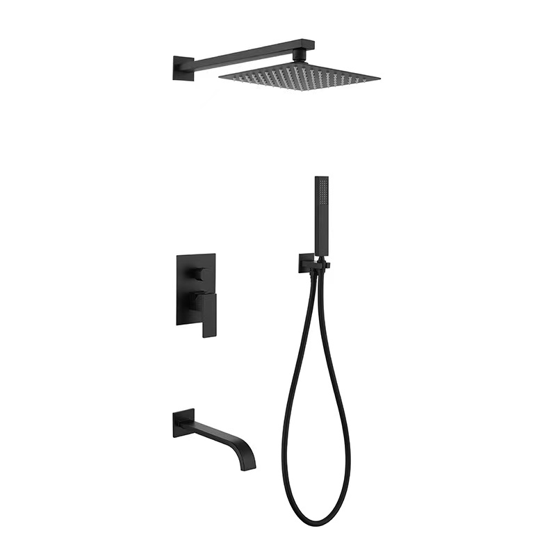 Hot Sale Wall-Mounted Concealed Bathroom Rain Shower Set Brushed Nickel Hot Cold Waterfall Shower System for Hotels 055