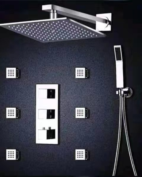 Hot Sale Wall-Mounted Concealed Bathroom Rain Shower Set Brushed Nickel Hot Cold Waterfall Shower System for Hotels 061