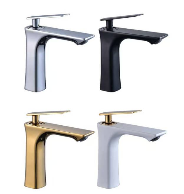 Contemporary Chrome Single Handle Ceramic Valve Core Deck Mounted Hot and Cold Water Basin Wash Mixer Tap Bathroom Sink Faucet