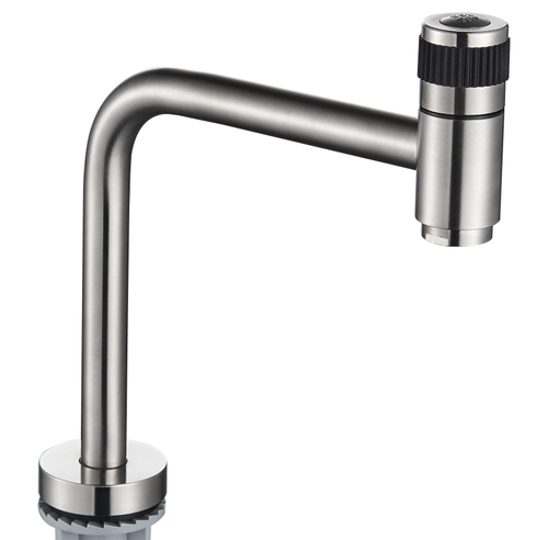 304 Stainless Steel Modern Deck Mounted Kitchen Faucet with Brushed Finish Anti-Slip Knob for Home & Hotel Use 03