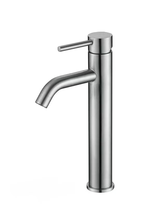 High Quality Single Hole Stainless Steel Hot Cold Water Mixer Tap Bathroom Faucet for Home Hotel Long