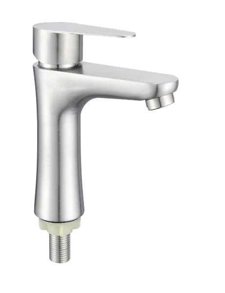 Modern Single-Hole Mounted Brass Material Brushed Single Handle 5 Year Warranty Cold Water Only Bathroom Basin Faucet 03