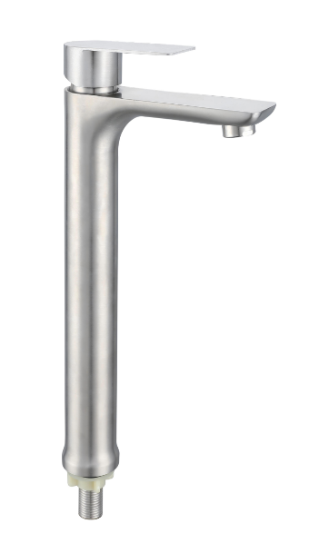 Modern Single-Hole Mounted Brass Material Brushed Single Handle 5 Year Warranty Cold Water Only Bathroom Basin Faucet 08
