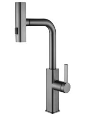 SUS304 Commercial Kitchen Faucet Deck Mounted Single Hole Pull-Down Sprayer Lead-Free Architectural Grade Ceramic Valve 01