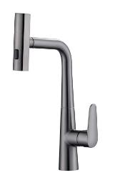 SUS304 Commercial Kitchen Faucet Deck Mounted Single Hole Pull-Down Sprayer Lead-Free Architectural Grade Ceramic Valve 02