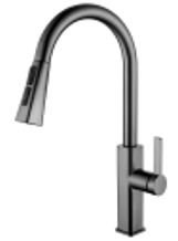 SUS304 Commercial Kitchen Faucet Deck Mounted Single Hole Pull-Down Sprayer Lead-Free Architectural Grade Ceramic Valve 06