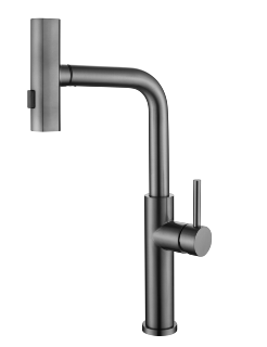 SUS304 Commercial Kitchen Faucet Deck Mounted Single Hole Pull-Down Sprayer Lead-Free Architectural Grade Ceramic Valve 15
