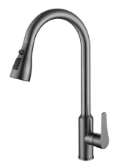 SUS304 Commercial Kitchen Faucet Deck Mounted Single Hole Pull-Down Sprayer Lead-Free Architectural Grade Ceramic Valve 18