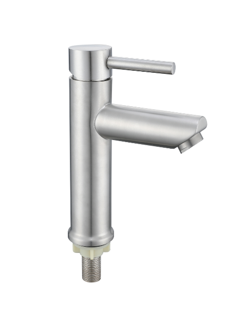 Modern Single-Hole Mounted Brass Material Brushed Single Handle 5 Year Warranty Cold Water Only Bathroom Basin Faucet 09