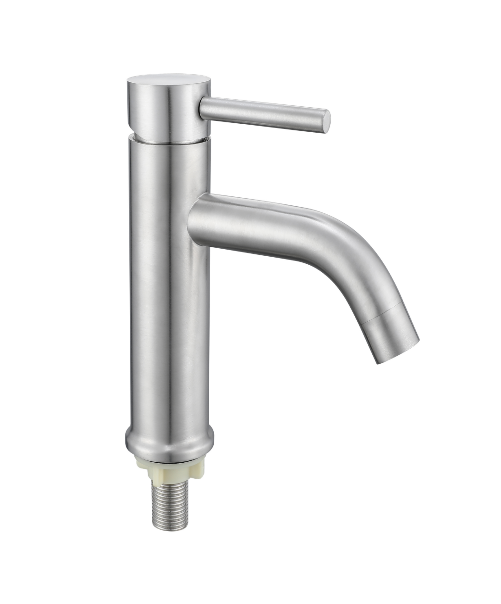 Modern Single-Hole Mounted Brass Material Brushed Single Handle 5 Year Warranty Cold Water Only Bathroom Basin Faucet 10