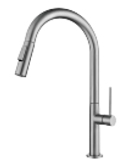 SUS304 Commercial Kitchen Faucet Deck Mounted Single Hole Pull-Down Sprayer Lead-Free Architectural Grade Ceramic Valve 28