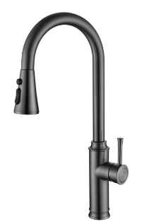SUS304 Commercial Kitchen Faucet Deck Mounted Single Hole Pull-Down Sprayer Lead-Free Architectural Grade Ceramic Valve 30