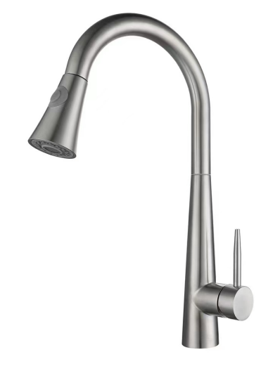 SUS304 Commercial Kitchen Faucet Deck Mounted Single Hole Pull-Down Sprayer Lead-Free Architectural Grade Ceramic Valve 33