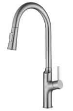 SUS304 Commercial Kitchen Faucet Deck Mounted Single Hole Pull-Down Sprayer Lead-Free Architectural Grade Ceramic Valve 37