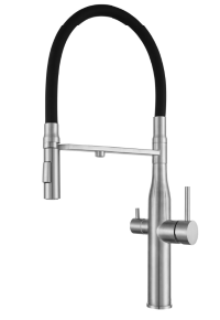 SUS304 Commercial Kitchen Faucet Deck Mounted Single Hole Pull-Down Sprayer Lead-Free Architectural Grade Ceramic Valve 39