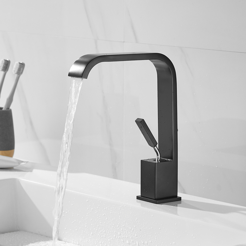 Wholesale Matte Black Brass Single Handle Ceramic Valve Core Tap Single Hole Deck Mounted Lavatory Vanity Hot and Cold Faucet