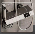 Thermostatic Chrome ABS+Stainless Steel Polished In-Wall Shower Faucets Set Pause Massage Jet Rain Soft Spray for Hotels