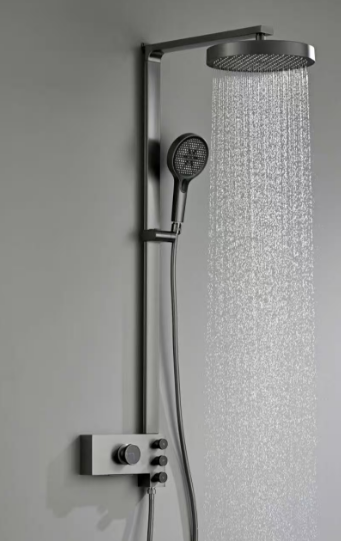 Bathroom High-end Modern Simplicity Shower Set Pure Copper Wall-hung Waterfall Rain Rotating Multifunctional Ceramic