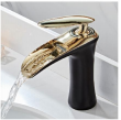 Modern Luxury Matte Black Gold Solid Brass Waterfall Single Handle Bathroom Basin Faucet