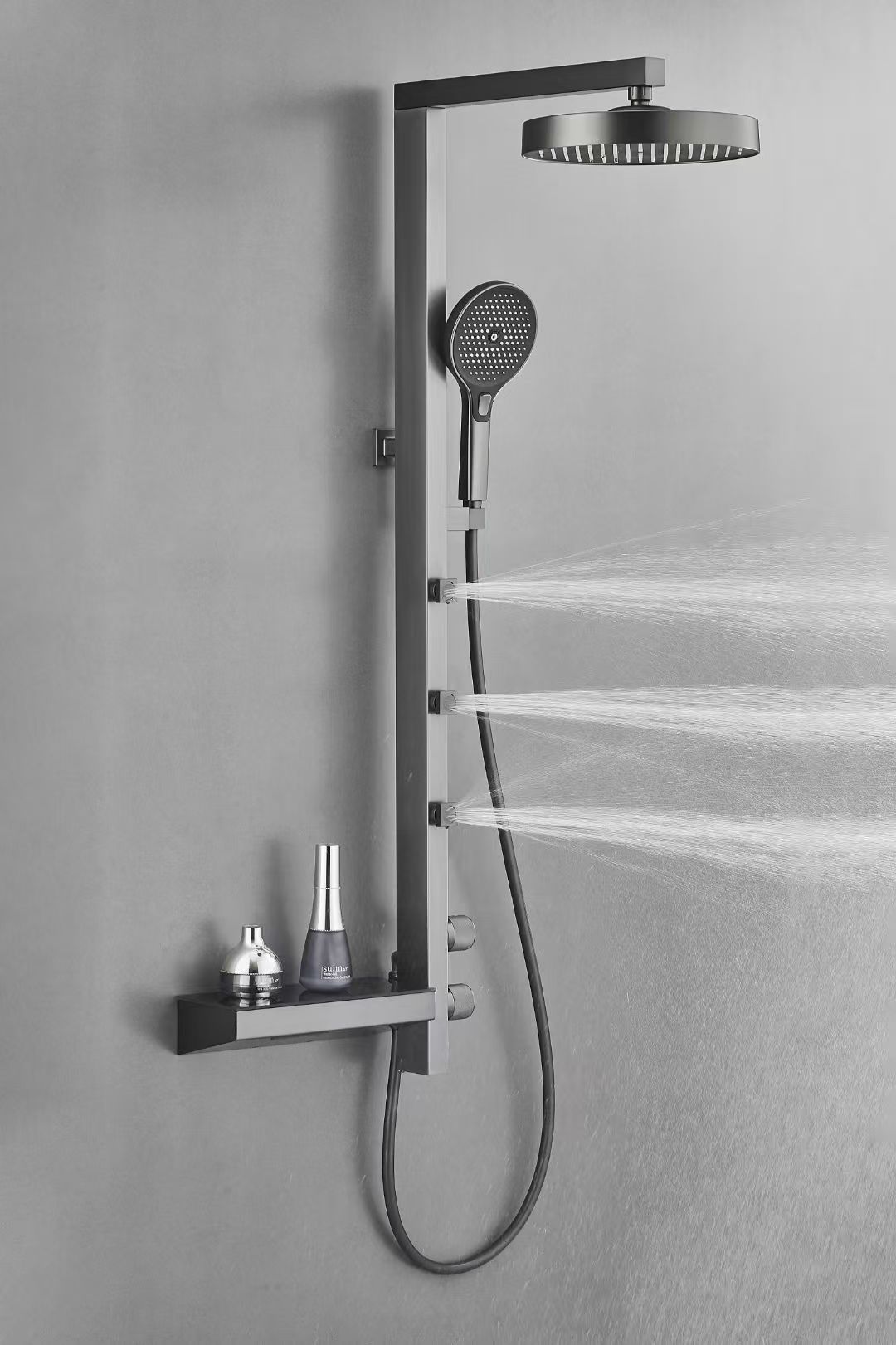 New Luxury Household Shower Set Panel Bathroom White Booster Sprayer Back SPA Rainshower Set 02