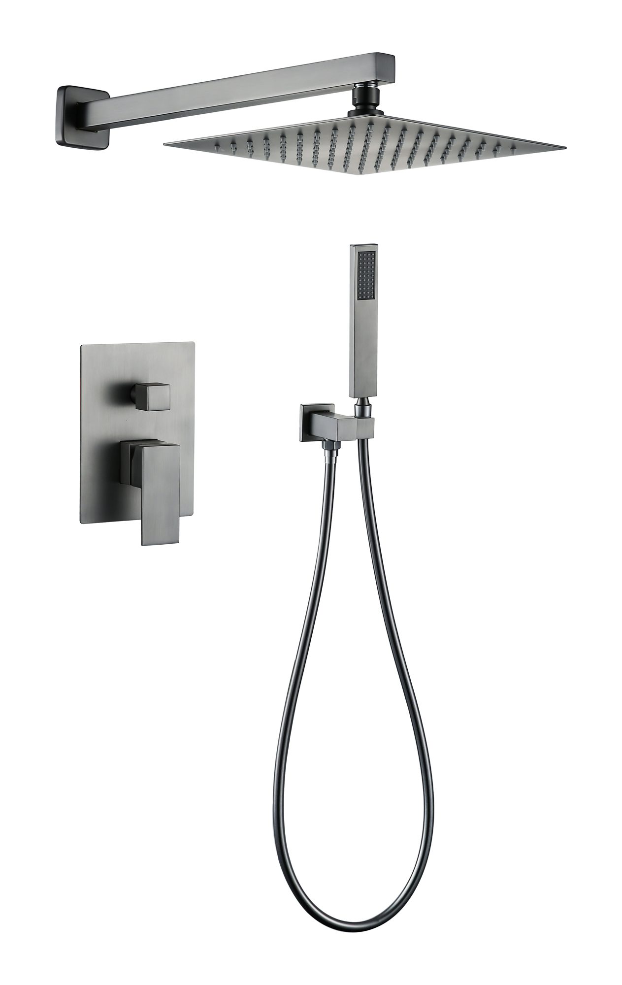 Polished Brass Single Handle Modern Rainfall Shower Faucet Concealed Mixer Tap Pause Soft Rain Jet Massage Hotels Ceramic Valve