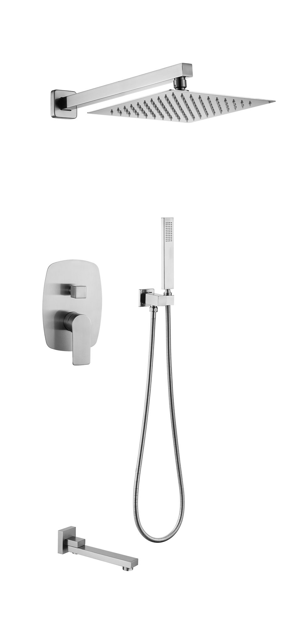 Polished Brass Single Handle Modern Rainfall Shower Faucet Concealed Mixer Tap Pause Soft Rain Jet Massage Hotels Ceramic Valve 06