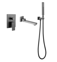 Handle Concealed Shower Mixer System Shower Head Rain Mixer Wall-Mounted Golden Shower Faucet Set 05