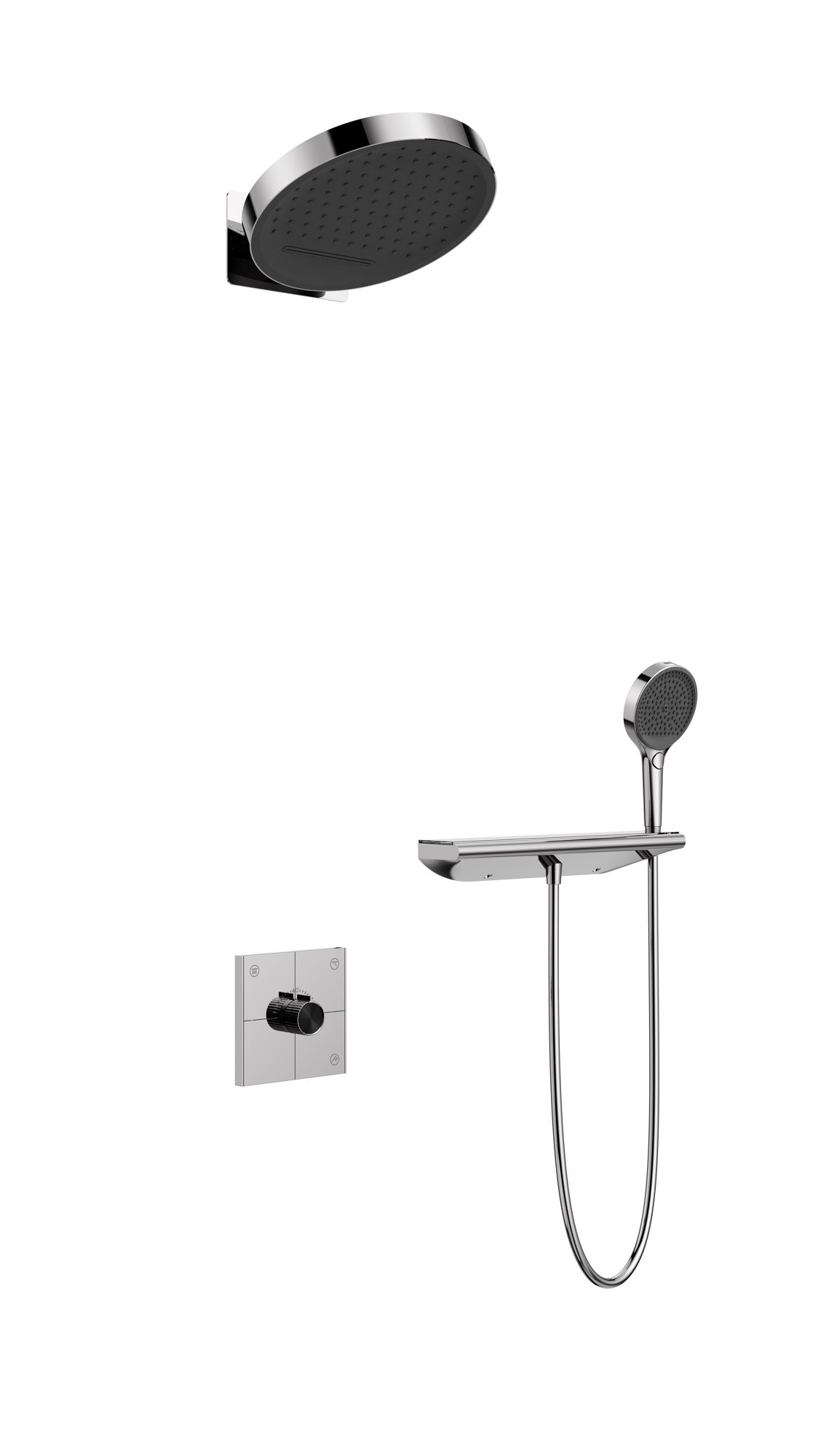 New Wall Mounted Concealed 3 Ways Smart Display Diverter Brass Thermostatic Shower Valve Rainfall Shower Set Body Spray 02