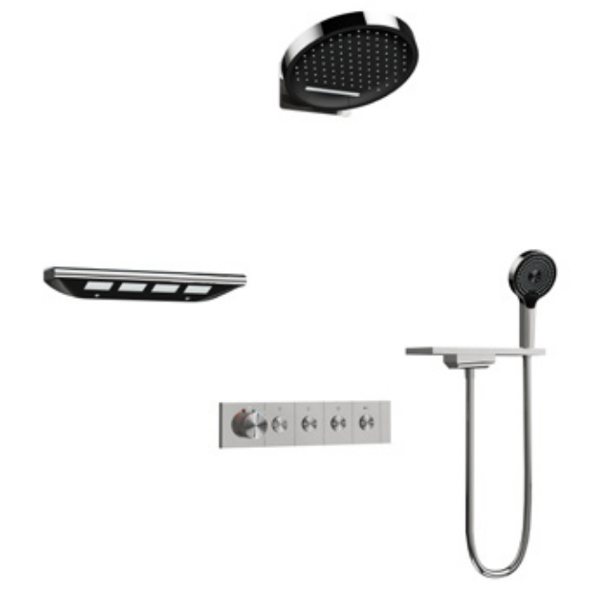 Push-button Shower Head Set Wall Mount Concealed Shower Faucet Constant Temperature Shower Kit Bathroom