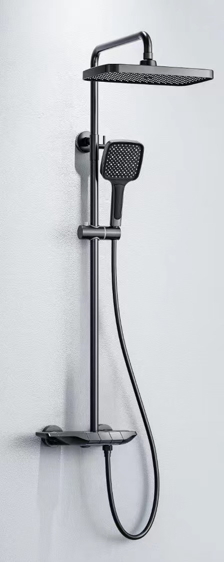 Stainless Steel Thermostatic Rain Shower System with Square Overhead & Hand Shower