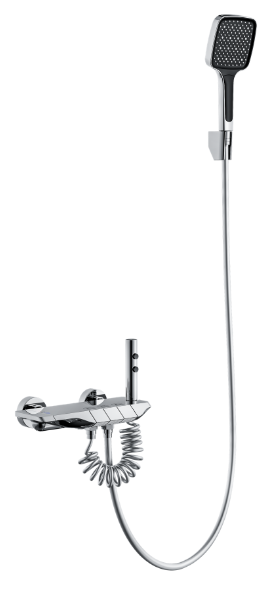 Authentic All-Copper Modern Simplicity Wall Mount Shower Set with Slide Bar Square Shower Head High-Pressure for Hotel Home Use 02