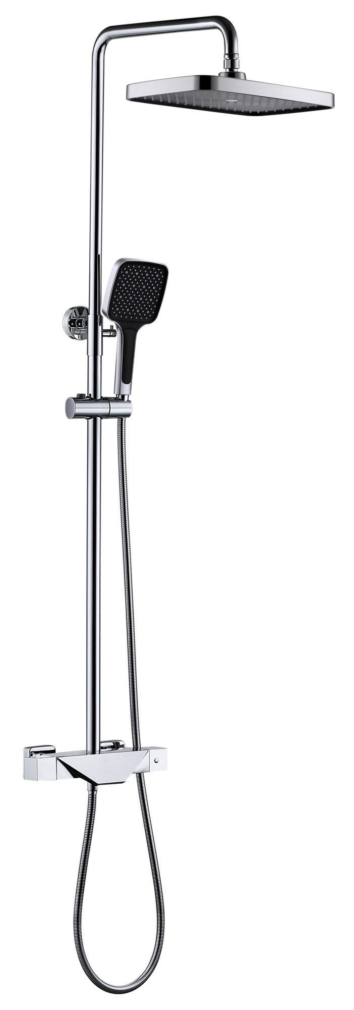 Multifunctional Brass Shower Head with Storage Rack Bathroom Wall Mount Modern Design High-pressure Digital Display Showers