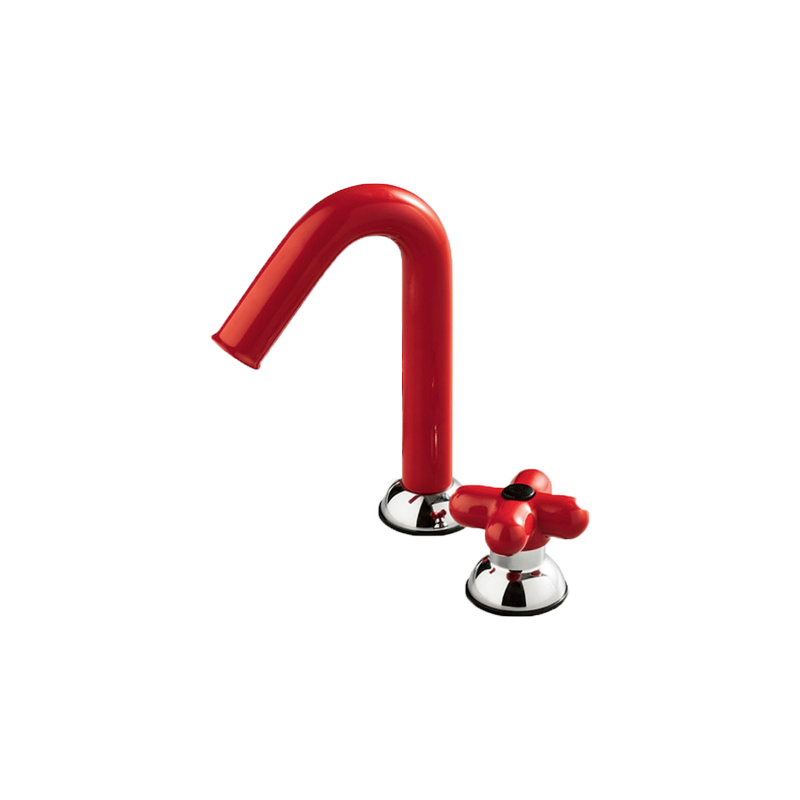New Modern Red Candy-Colored Deck Mount Solid Copper Faucet Ceramic Valve Core for Bathroom Vanity Basin Hot/Cold Split-Body