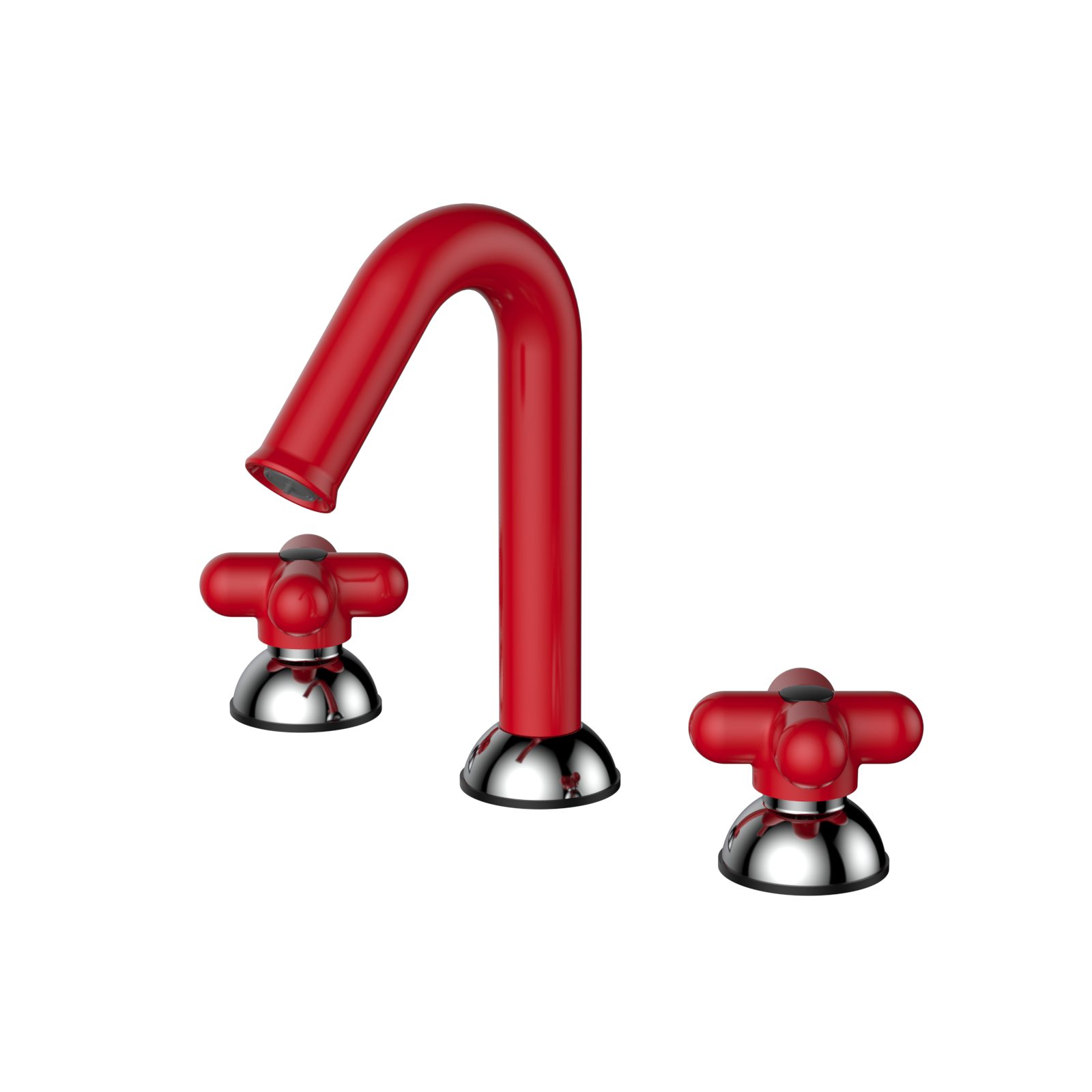 Modern Design Creative Brass Split Three-Hole Double Handle Bathroom Basin Faucet Reversible Aerator Splash Proof White Color